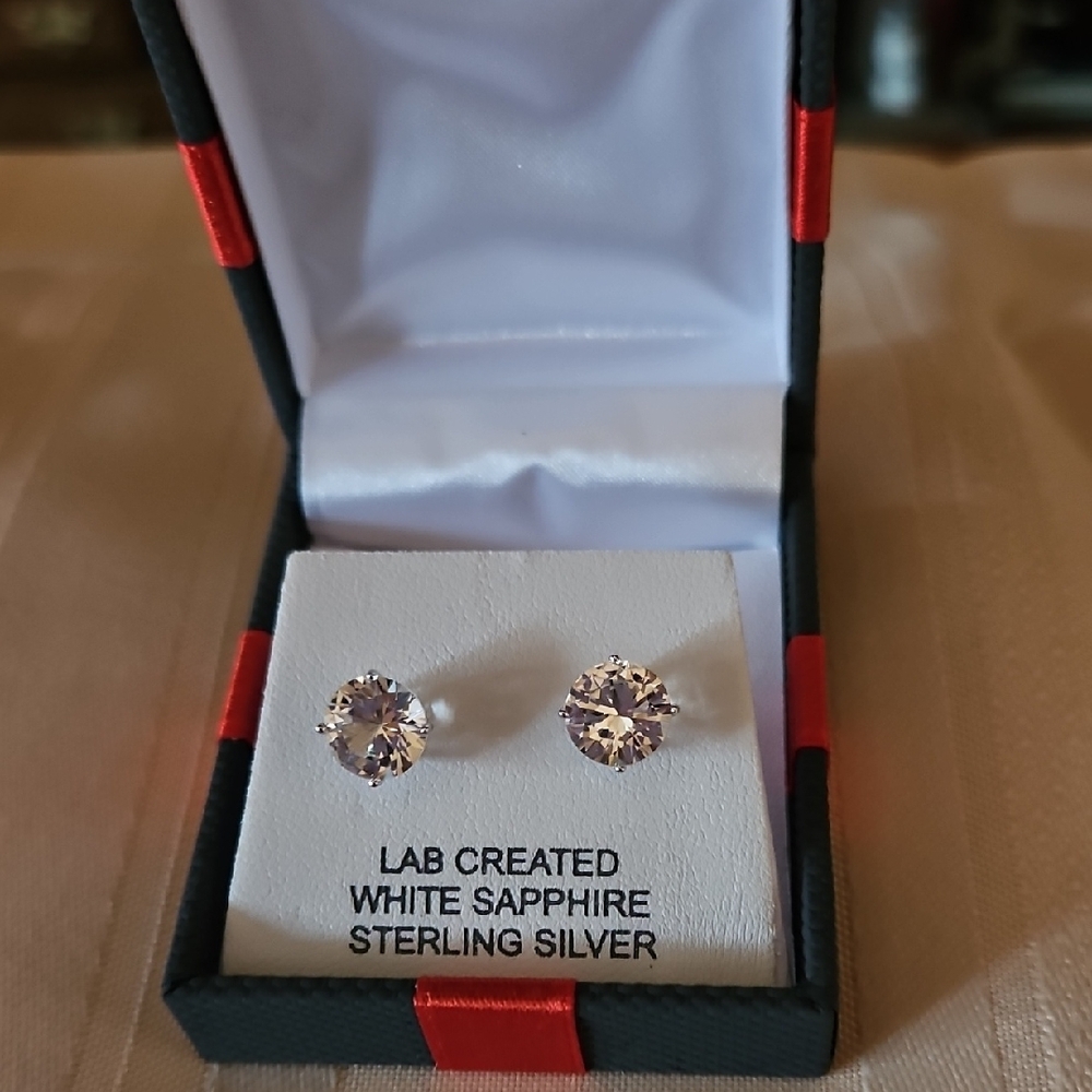 Sterling Silver White Sapphire Earrings